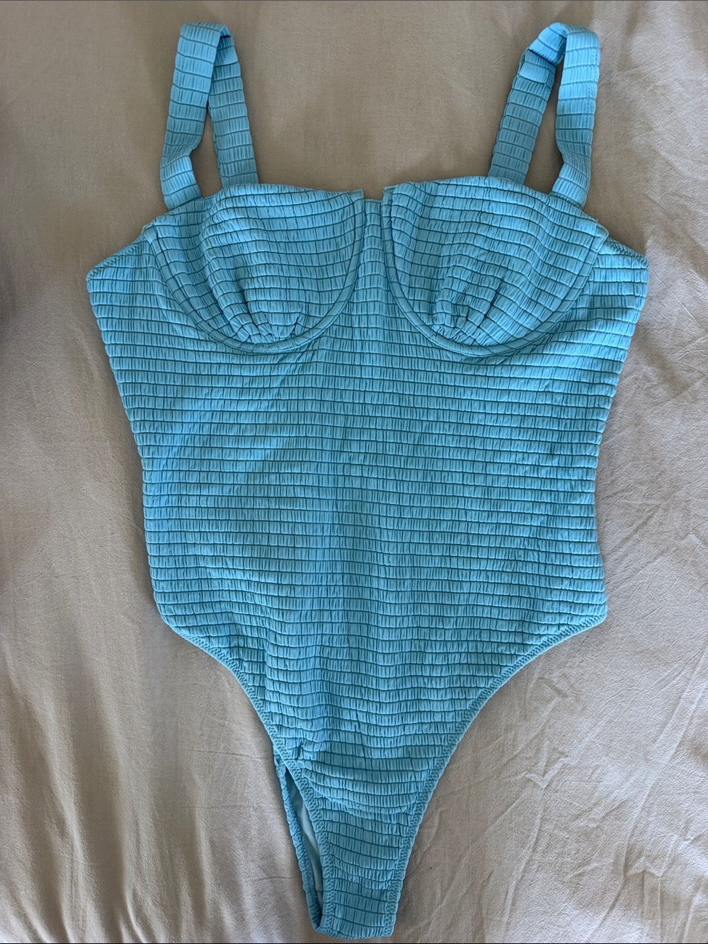 PacSun Turquoise Blue Textured One-Piece Swimsuit